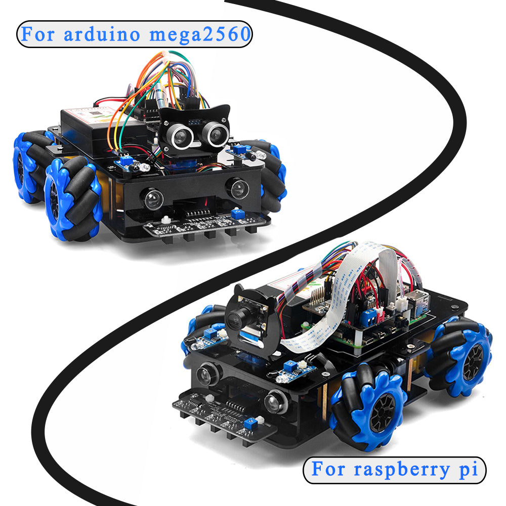 Blue Acrylic Mecanum Wheel Rrobot Car for Arduino Mega2560/ Raspberry