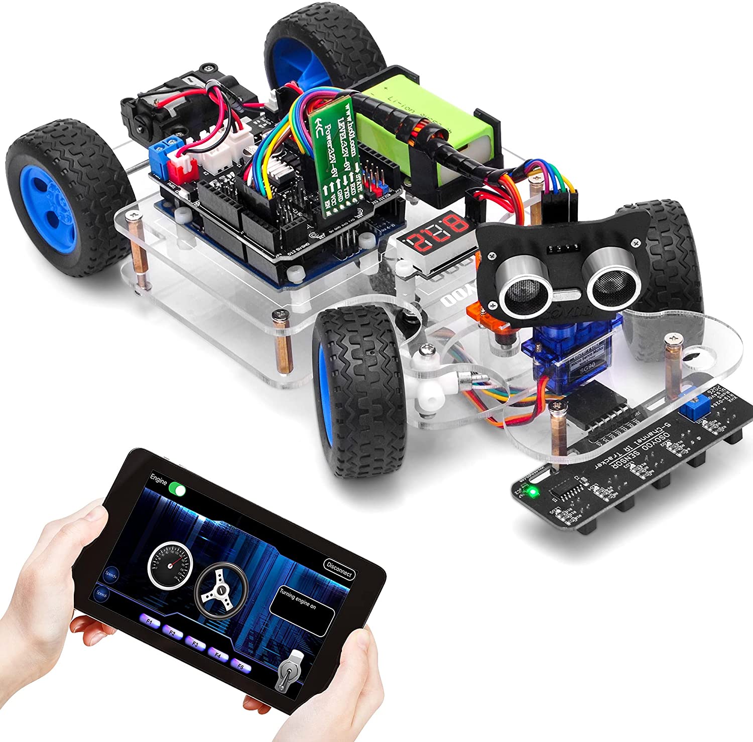 OSOYOO Robot Rc Smart Car DIY Kit to Build for Adults Teens with Servo  Power Steering Motor, WiFi, Bluetooth, Code Programmable Compatible with