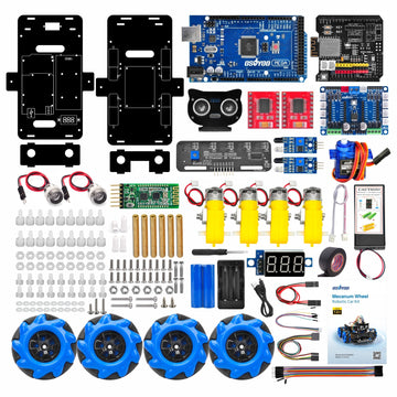 Parts of OSOYOO Blue Mecanum wheel robotic car for Arduino Mega2560 (Model #2021006600)