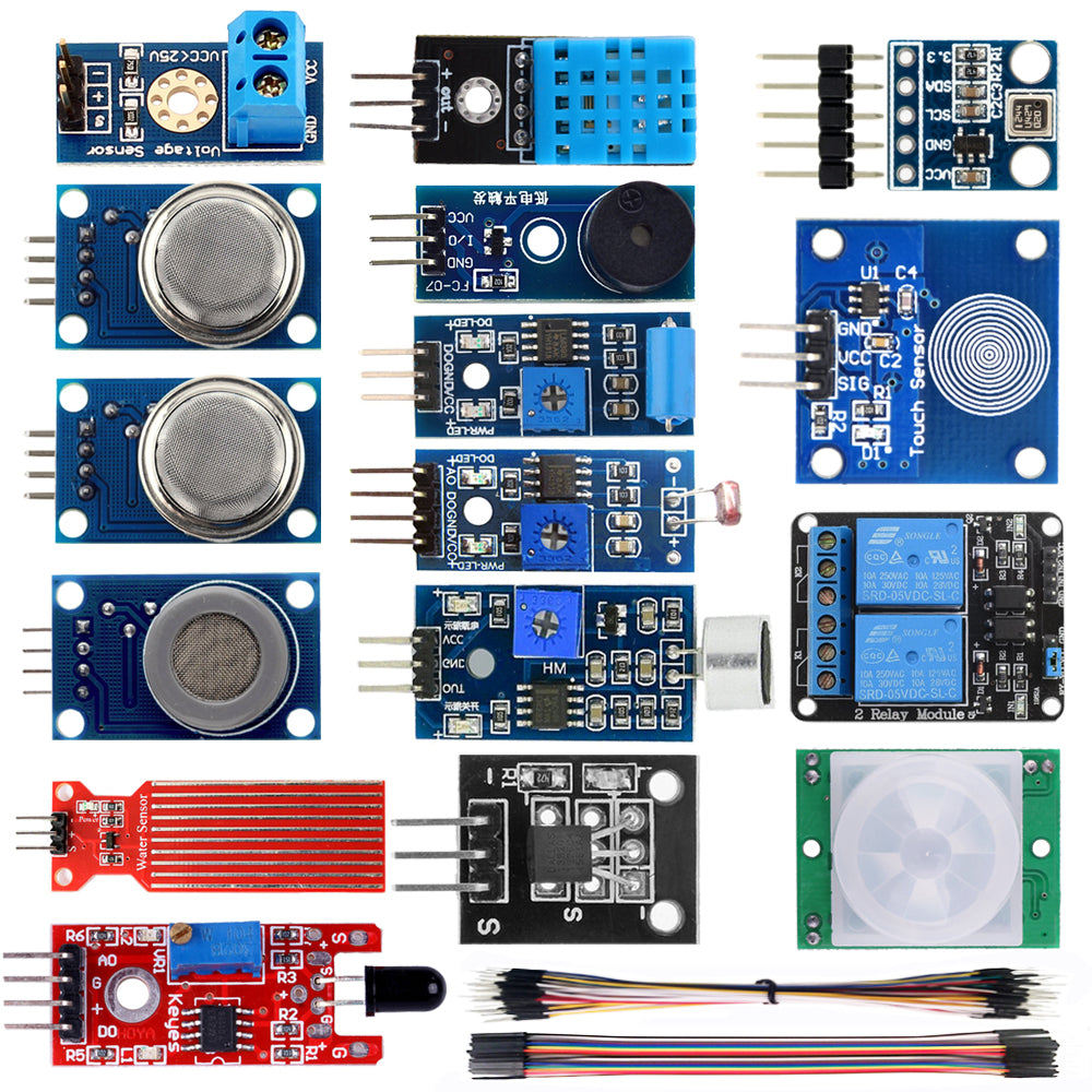 Parts of  OSOYOO 16-in-1 Smart Home Sensor Kit(Model#DKHK100200) for Arduino Raspberry Pi