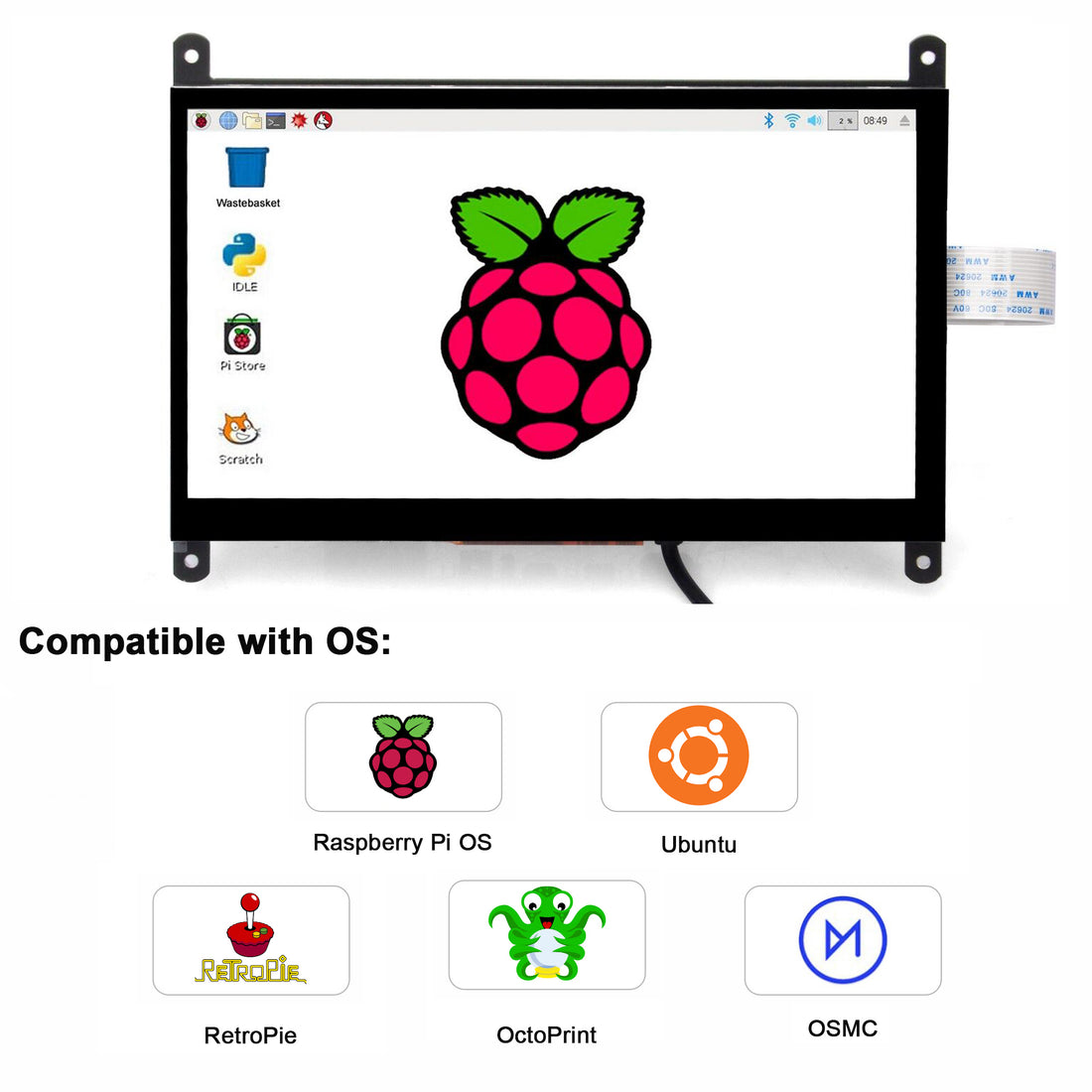 Open Box Refurbished OSOYOO 7 Inch DSI Touch Screen LCD Display 800x480 for Raspberry Pi