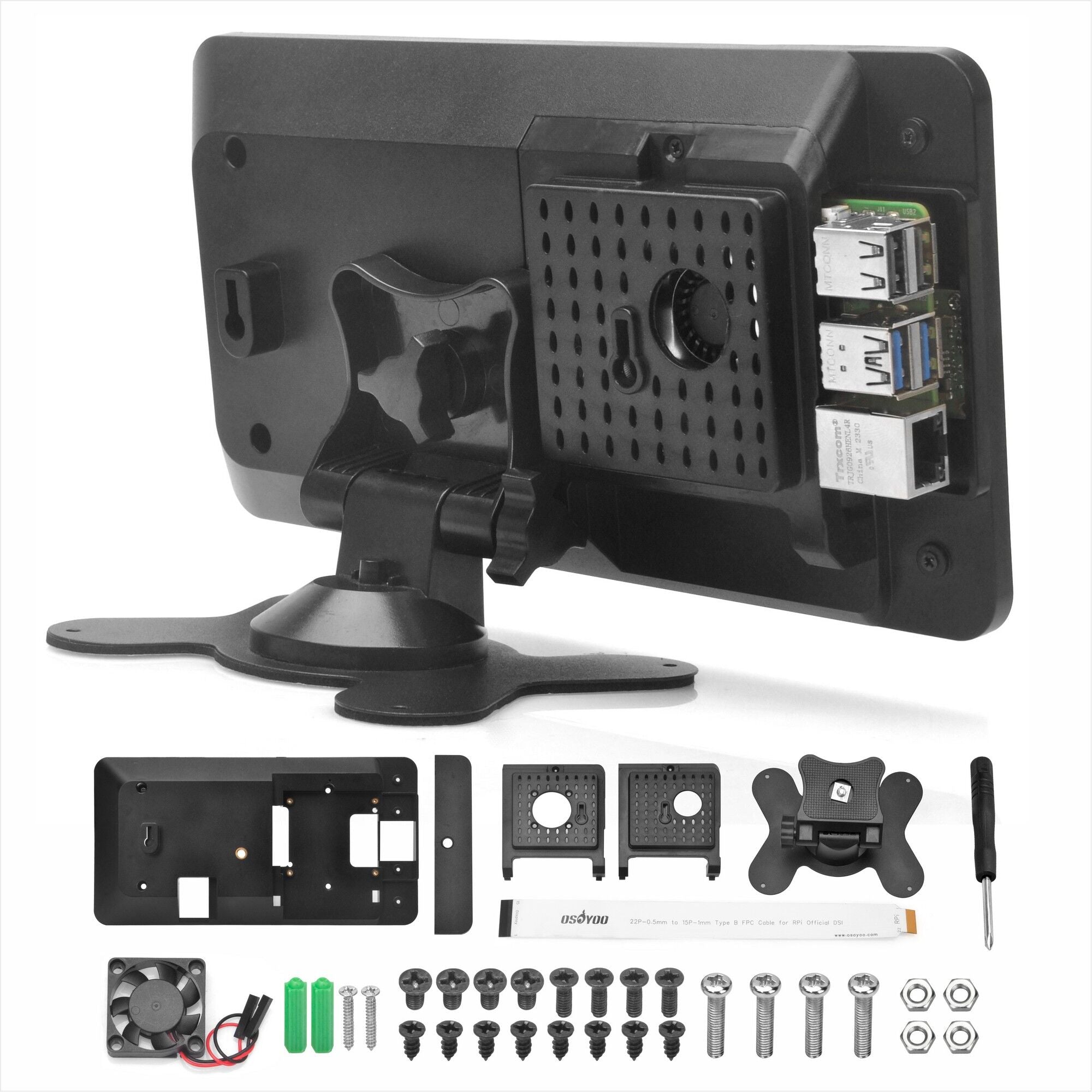 OSOYOO PiStudio Case for Raspberry Pi 5/4/3/2 - Compatible with Raspberry Pi Official 7inch DSI touch screen and OSOYOO 7” IPS DSI display and the Ultimate Desktop Solution Transforming Your Pi into a User-Friendly and High-Performance Workstation