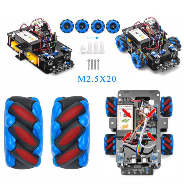 Roue Mecanum bleue pour kit de voiture robotique Arduino (modèle #2021006600)