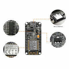 OSOYOO NodeMCU Module USB-C ESP8266 ESP-12F WiFi Development Board with CH340 for Arduino IDE/Micropython Includes Tutorial