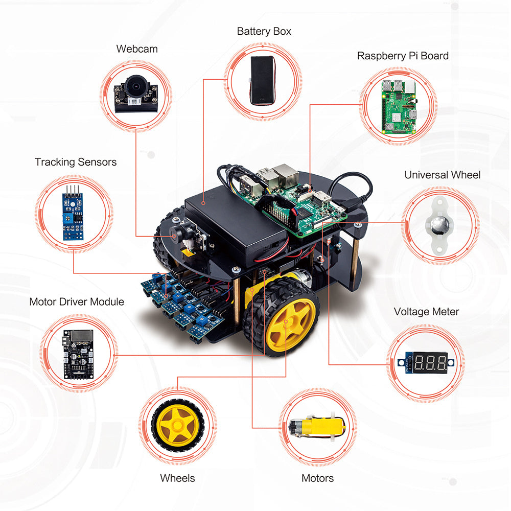 Open Box OSOYOO Robot Car Kit Smart Car Learning Kit for Raspberry Pi | Model 3B, B+ | Detailed Tutorial | Android / IOS APP | Web Camera Video WiFi Wireless without Raspberry Pi Board