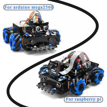 【日本発送】メカナムホイール ロボットカーキット Arduino/Raspberry Pi対応 全方向移動 青アクリルシャーシ STEM教育