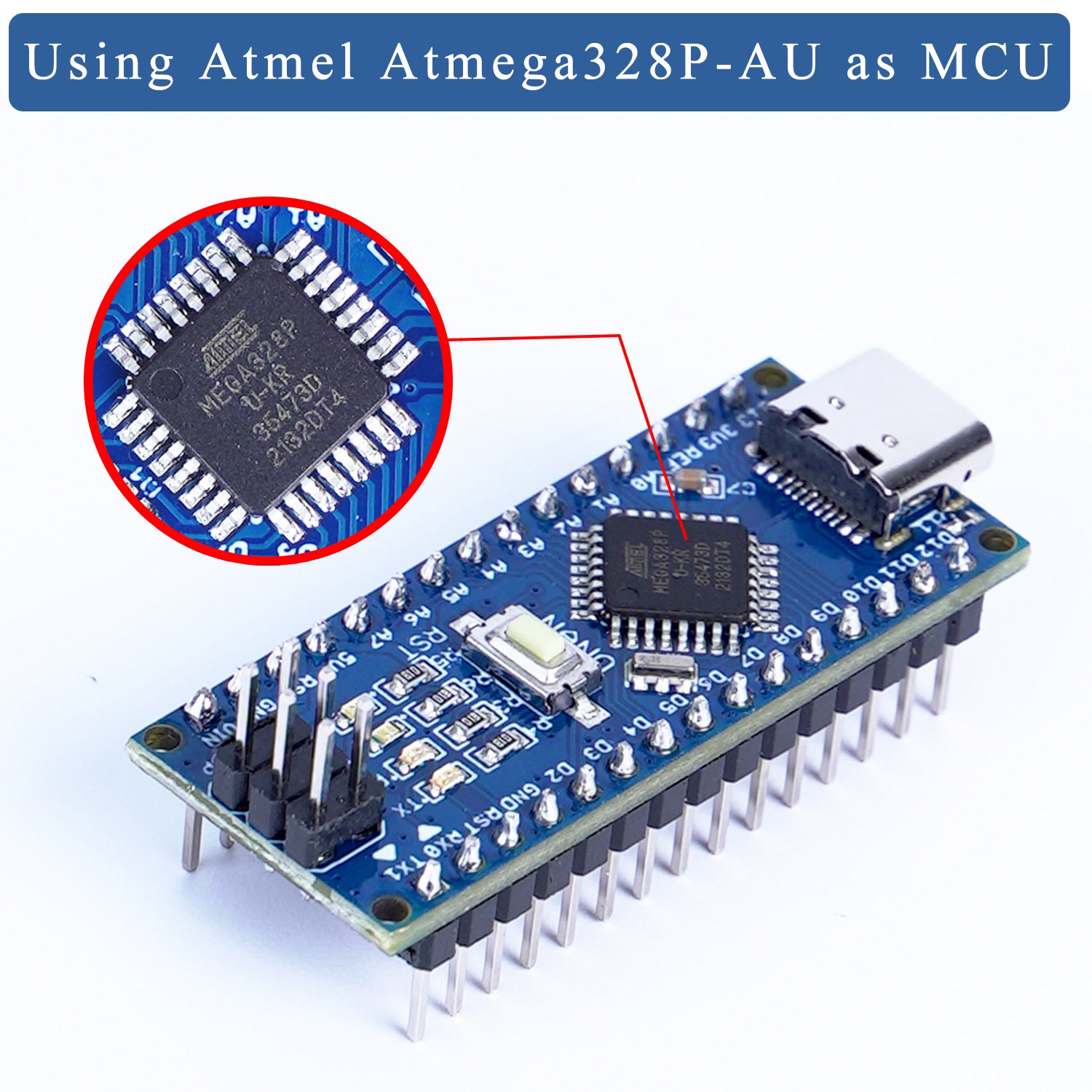 Nano V3.0 Board for Arduino ATmega328P CH340 5V/16M USB-C with Cable
