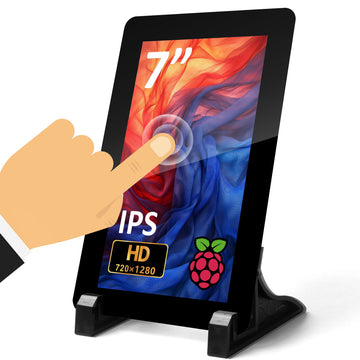 7" Touchscreen DSI IPS Capacitive 720×1280 HD for Raspberry Pi 5/4B/3B+/3A+ DSI & GPIO Powered 5-Point Touch 6H Hardness Tempered Glass Anti-Fingerprint