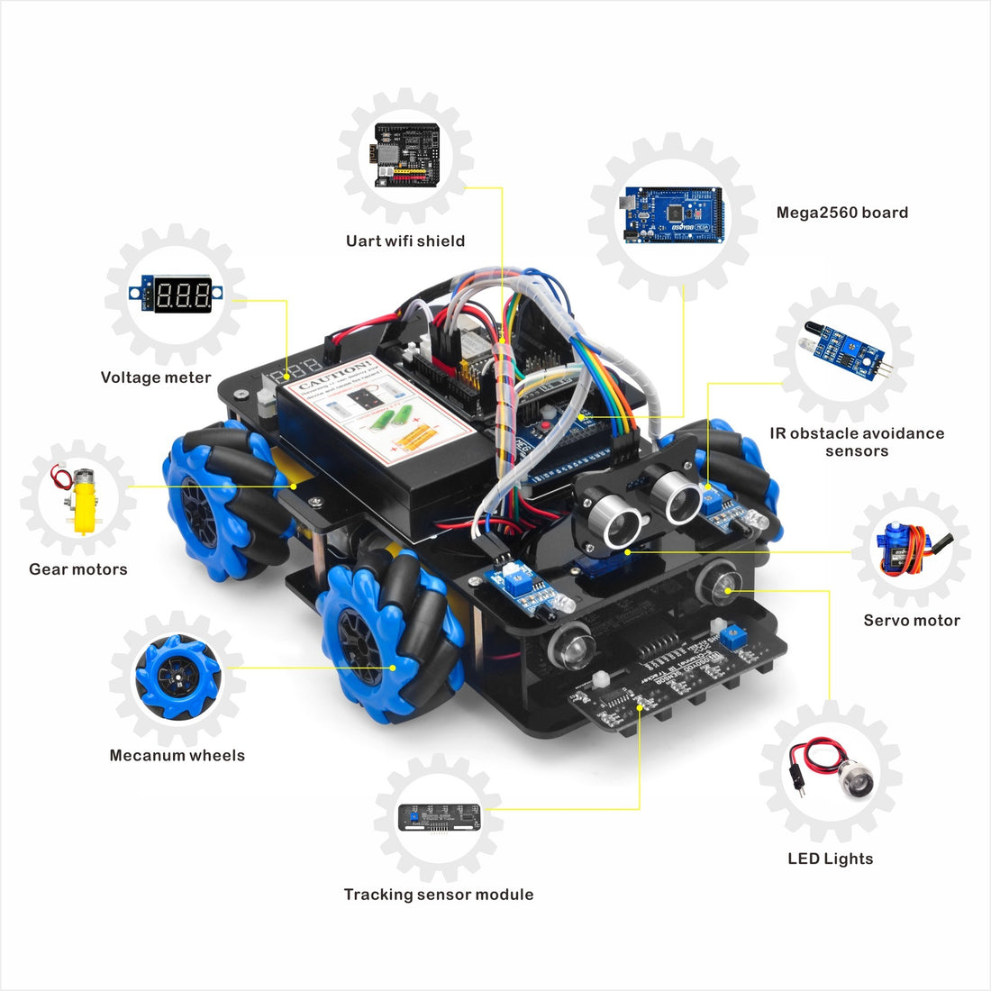 Lumières LED de 20 cm pour kit de voiture robotique arduino (modèle #2021006600)