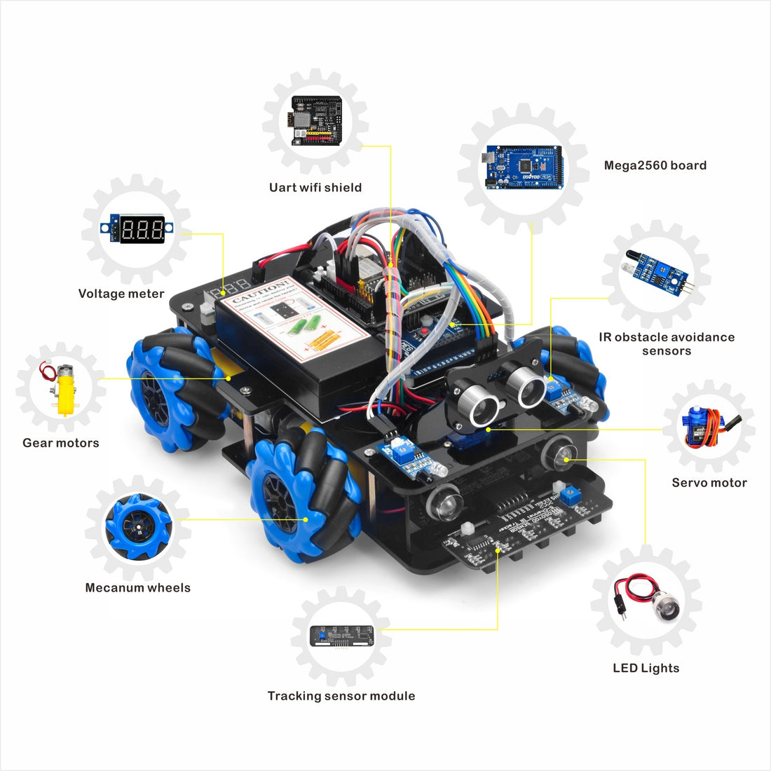 Parts of OSOYOO Model 3 Robot Car(Model#2019015200) for Arduino