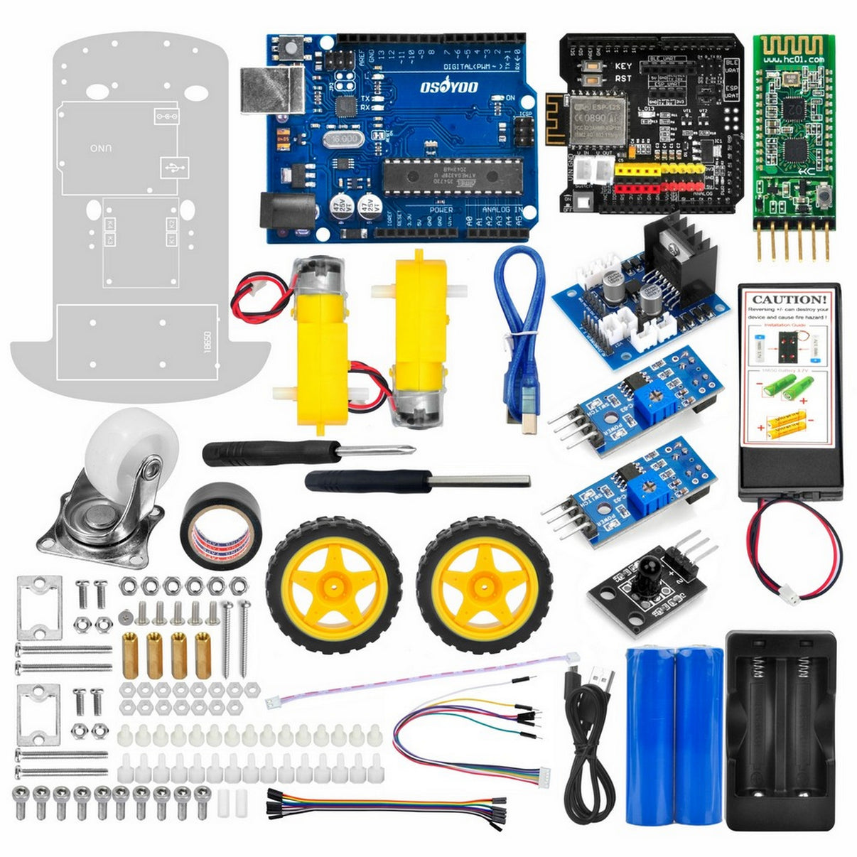 OSOYOO 2WD Robot Car Starter Kit for Arduino Educational Motorized ...