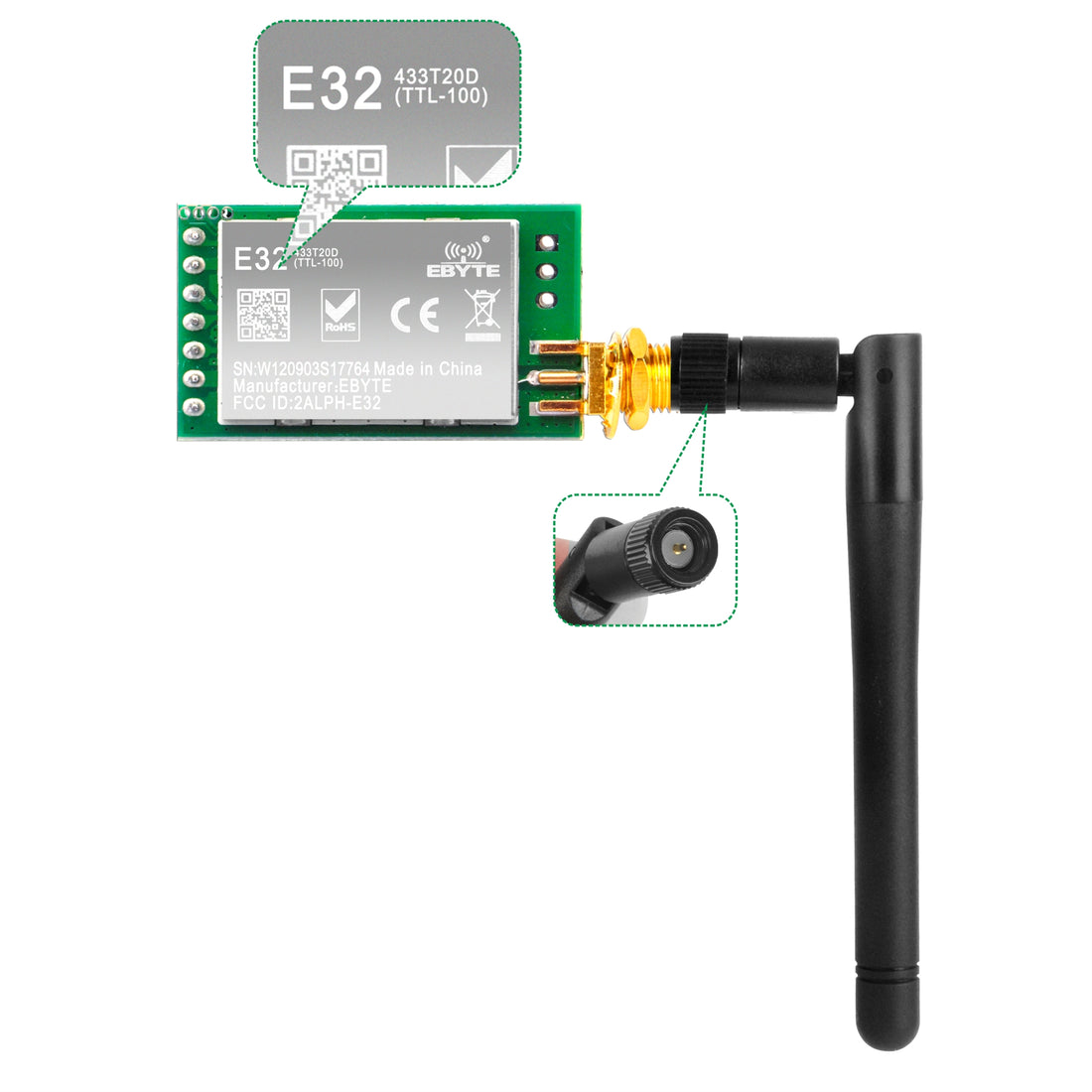 Wifi Module Antenna LoRa 433Mhz UART wifi Module Antenna Arduino