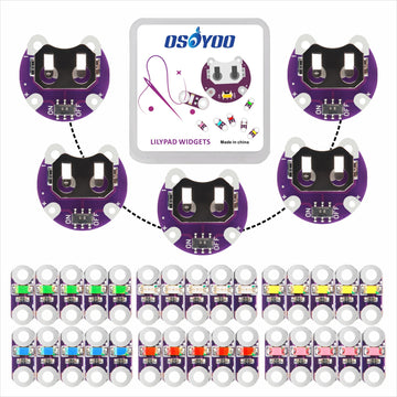 5X Lilypad Coin Cell Battery Holder+5X Six Color Lilypad LEDs Pink/Red/Yellow/Blue/Green/Orange for Arduino Raspberry Pi Microcontroller board