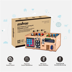 OSOYOO IoT Kit d'apprentissage de maison en bois pour Arduino MEGA2560, kit de démarrage STEM électronique pour maison intelligente, apprentissage de l'Internet des objets