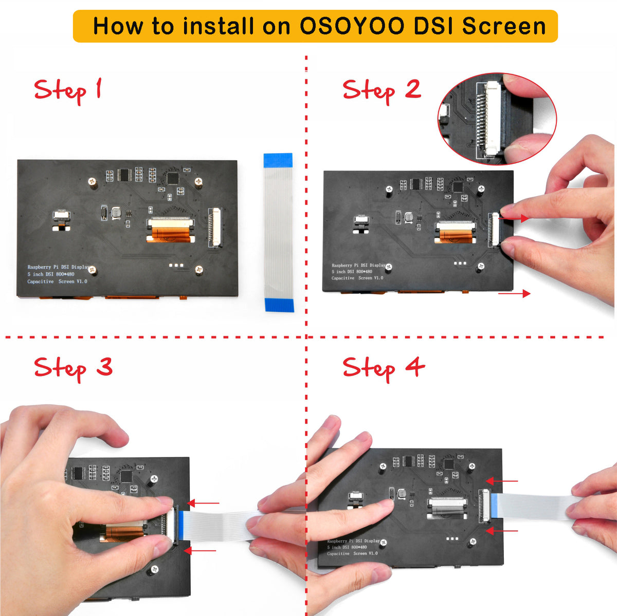 Dsi Ribbons OSOYOO 15-Pin DSI Ribbon Cable Kit 15/30/50cm Raspberry Pi