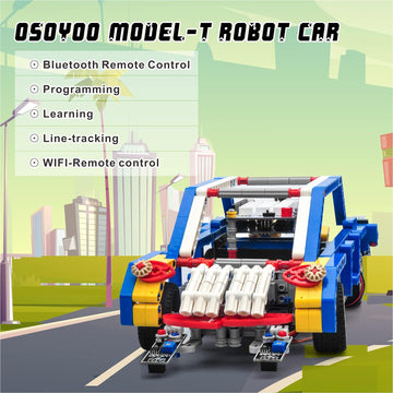 OSOYOO Model-T Building Block Robot Car Kit for Arduino Stem Educational Robotic Programming Project with App Remote Control Coding Learning Set for Teens Adults Students Teachers