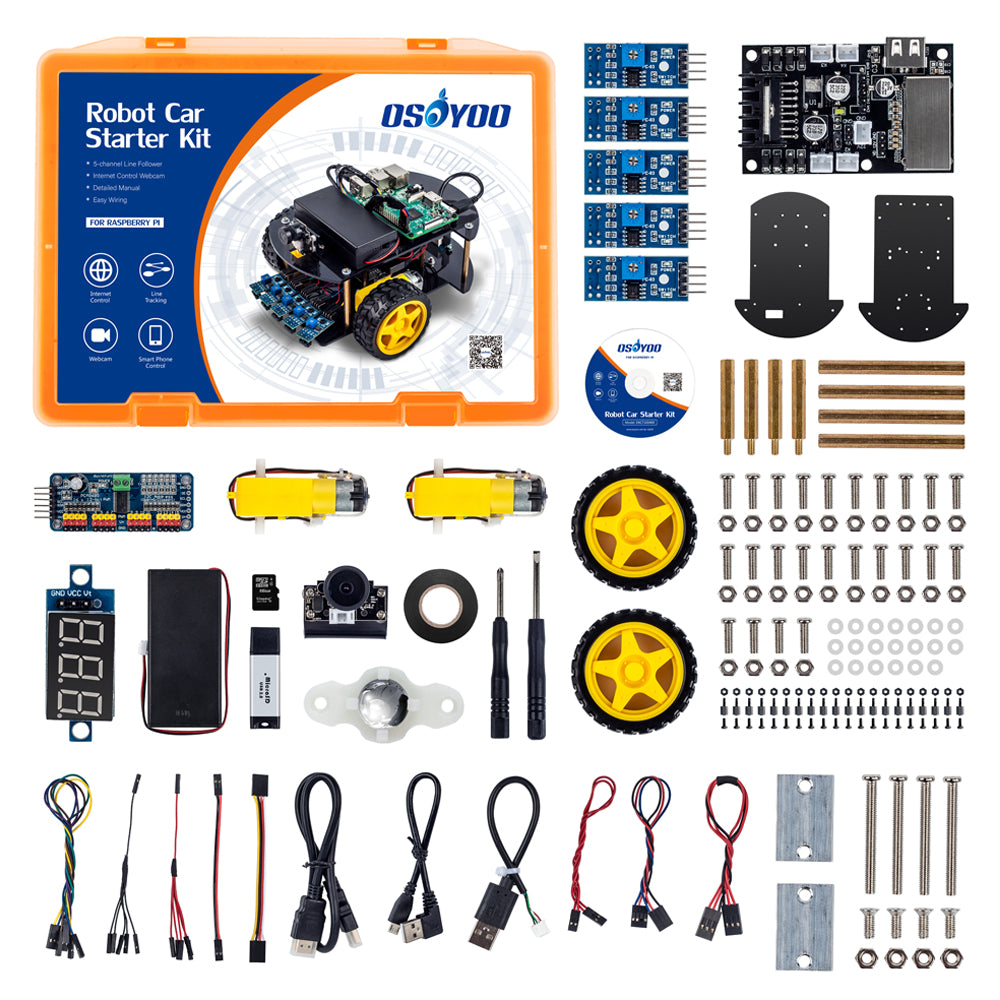 Open Box OSOYOO Robot Car Kit Smart Car Learning Kit for Raspberry Pi