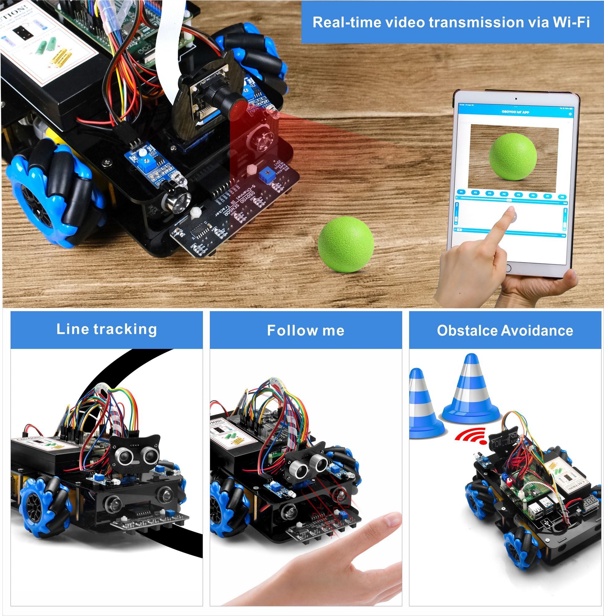 OSOYOO Mecanum Wheel Robot Car Kit per Raspberry Pi - Kit di