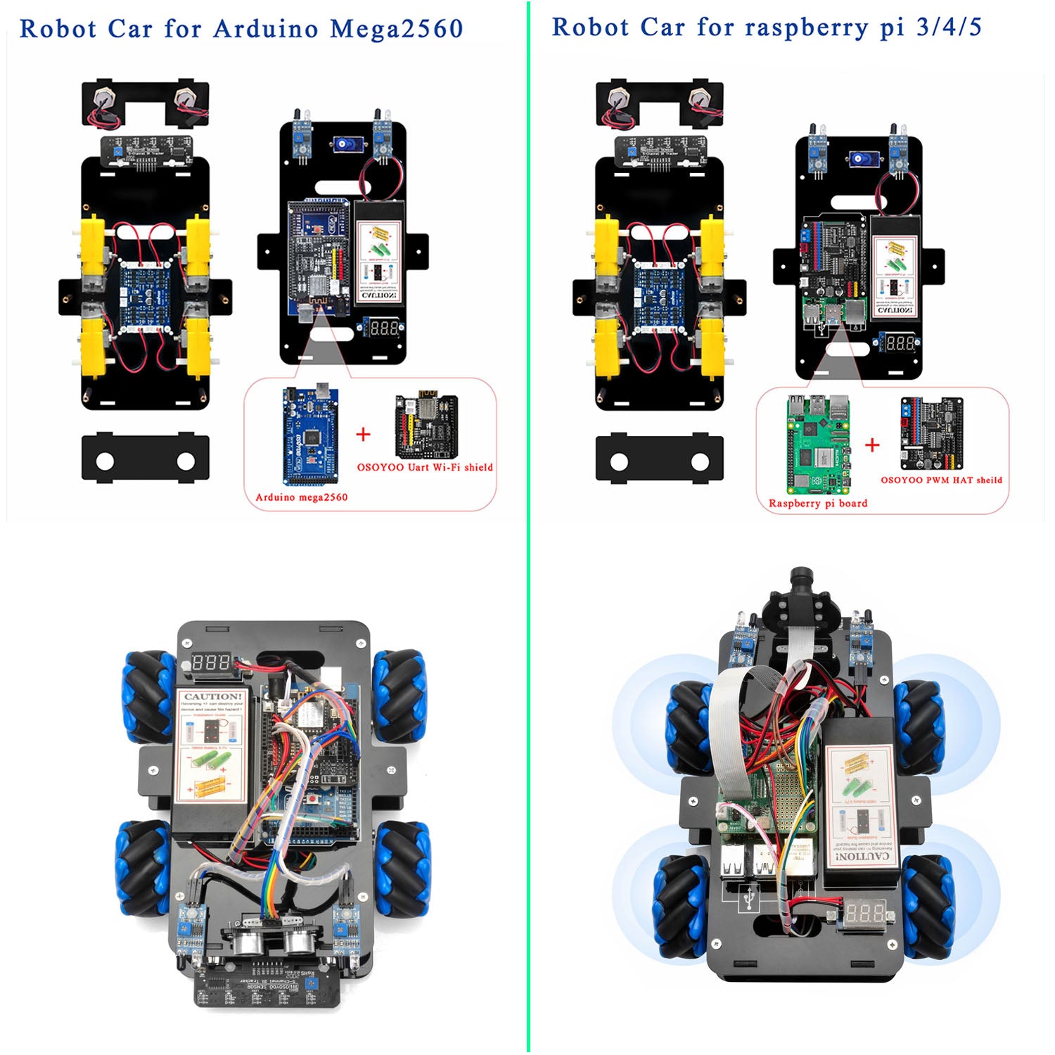 Blue Acrylic 4WD Mecanum Robot Car Kit - Japan