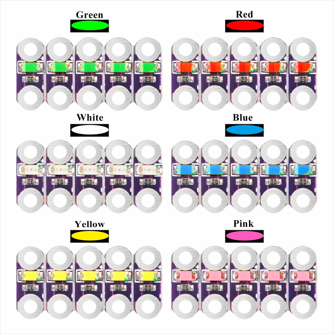 KOOKYE Lilypad LED Rouge/Jaune/Blanc/Bleu/Vert (25x Lilypad LED) pour Arduino Rapsberry Pi (25x Lilypad LED)