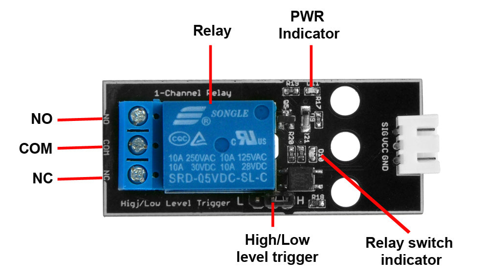 1-Kanal-Relaismodul, verwendet im OSOYOO STEM-Kit für Micro:bit, Arduino, Raspberry Pi (Modell Nr. 2019011500).
