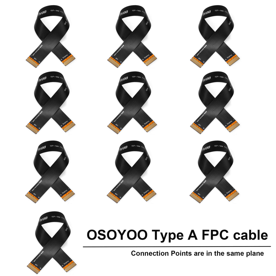 OSOYOO Ribbon Flex Extension cable Type A 15Pin 1mm Pitch Set 8inch/200mm for Raspberry Pi, Cover Film High Precision Anti-Interference Flex