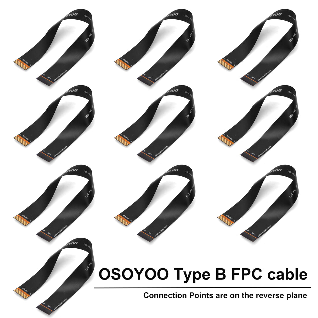 OSOYOO Ribbon Flex Extension cable Type B 15Pin 1mm Pitch Set 8inch/200mm for Raspberry Pi, Cover Film High Precision Anti-Interference Flex