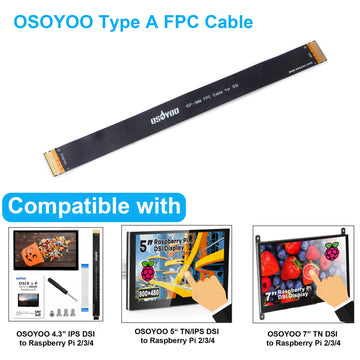OSOYOO Ribbon Flex Extension cable Type A 15Pin 1mm Pitch Set 8inch/200mm for Raspberry Pi, Cover Film High Precision Anti-Interference Flex