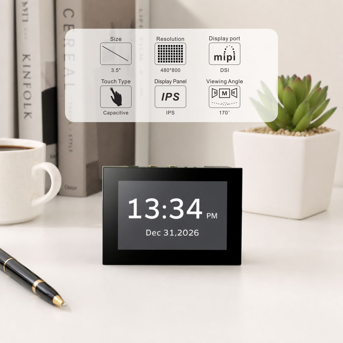 OSOYOO 3.5 Inch DSI IPS Display for Raspberry Pi & ESP32-P4, 480×800 DSI Screen, IPS LCD Monitor, Supports Raspberry Pi OS & Ubuntu, ESP-IDF Development, Driver Required