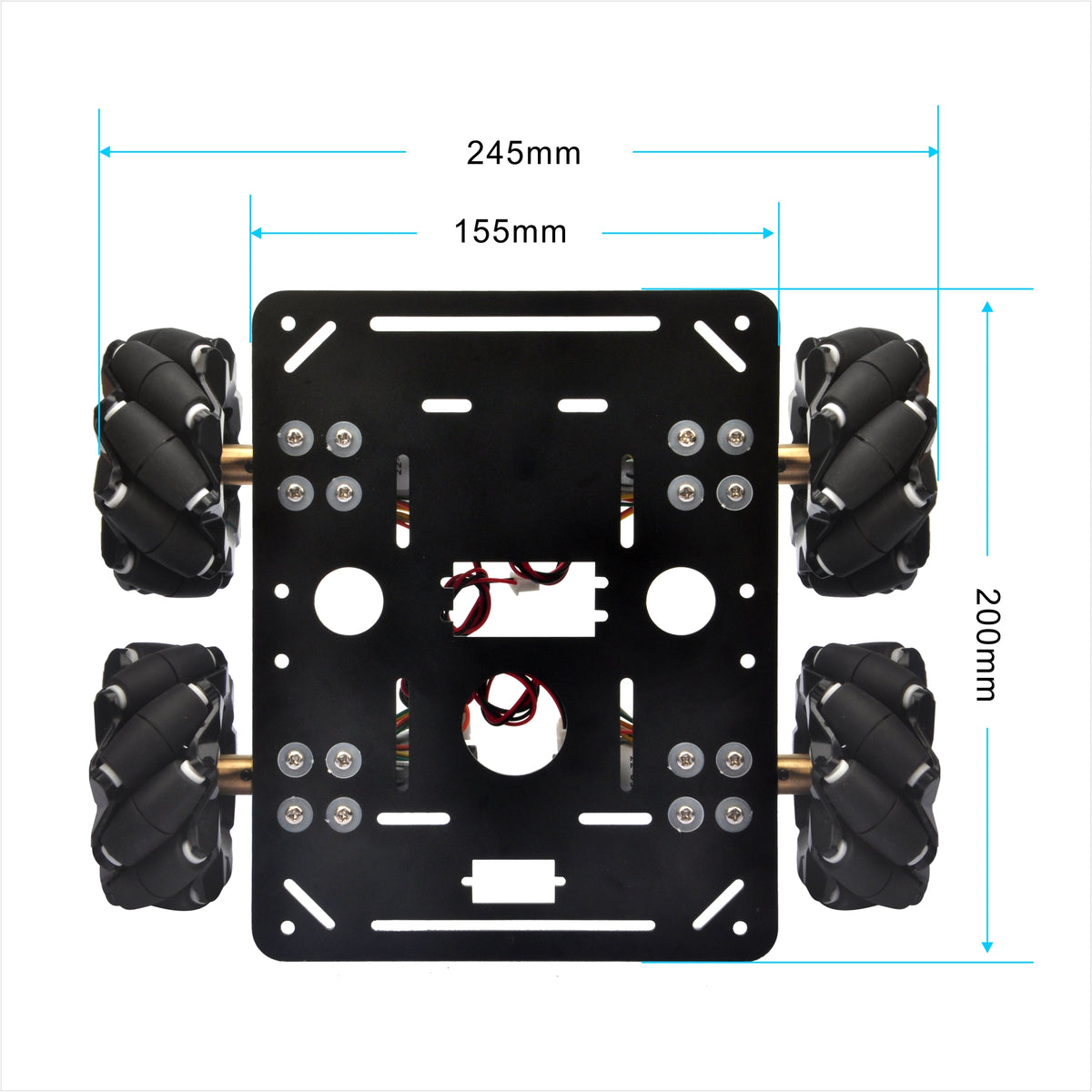Robocae Dimensions Arduino Mecanum Wheel Robotic Car Metal Chassis for Arduino / Raspberry Pi or