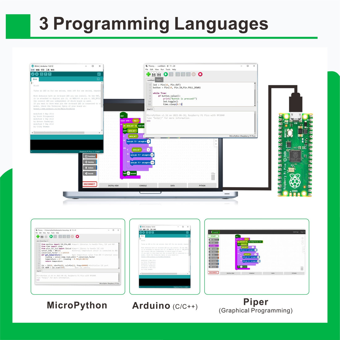 OSOYOO Python Hardware Programming Learning Kit with Raspberry Pi Pico