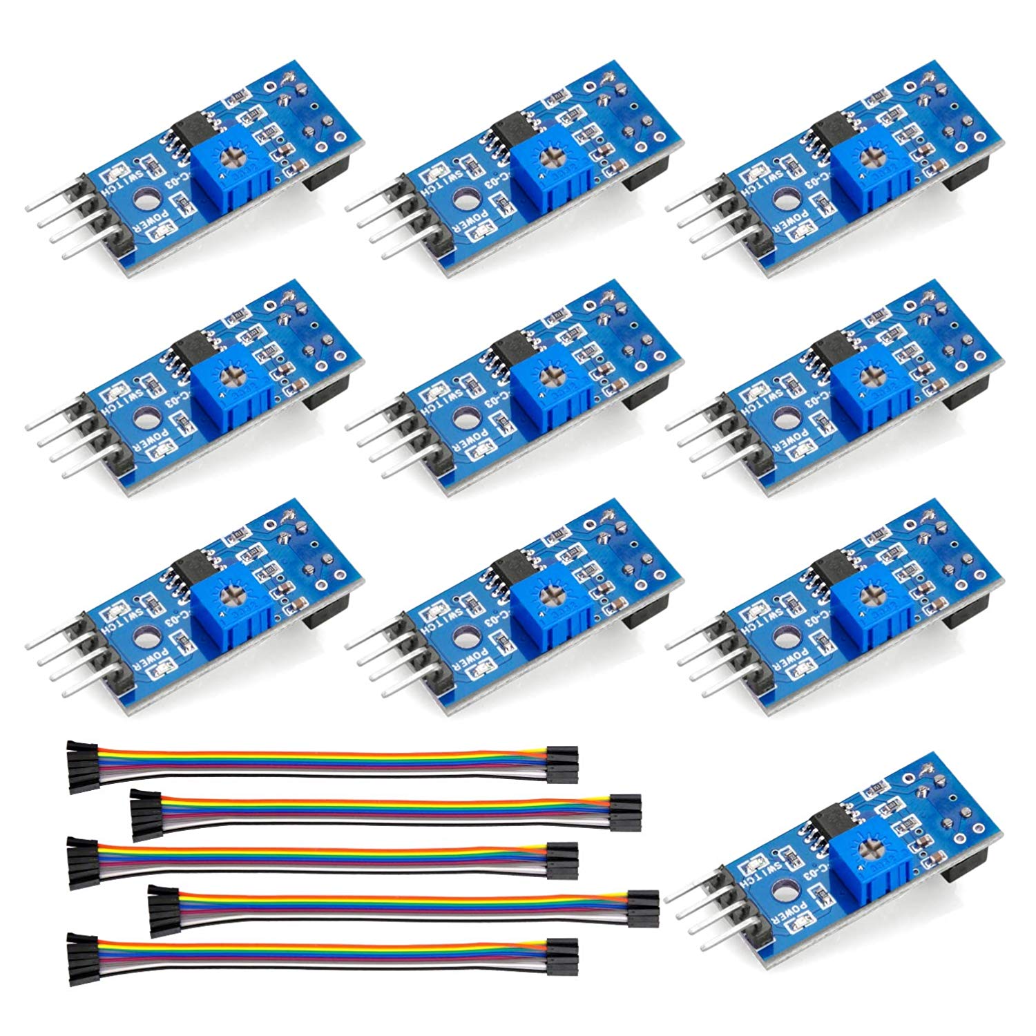 OSOYOO 10PCS TCRT5000 IR Photoelectric Switch Barrier Line Track Sensor Module for Arduino Smart Car Robot with 5 8Pin Female to Female Jumper Wires