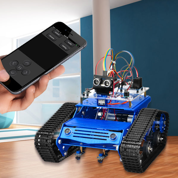 Robot Tank Car Kit Tank Chassis Platform Metal Stainless Steel 2DW Motor 9V for Arduino/Raspberry Pi DIY