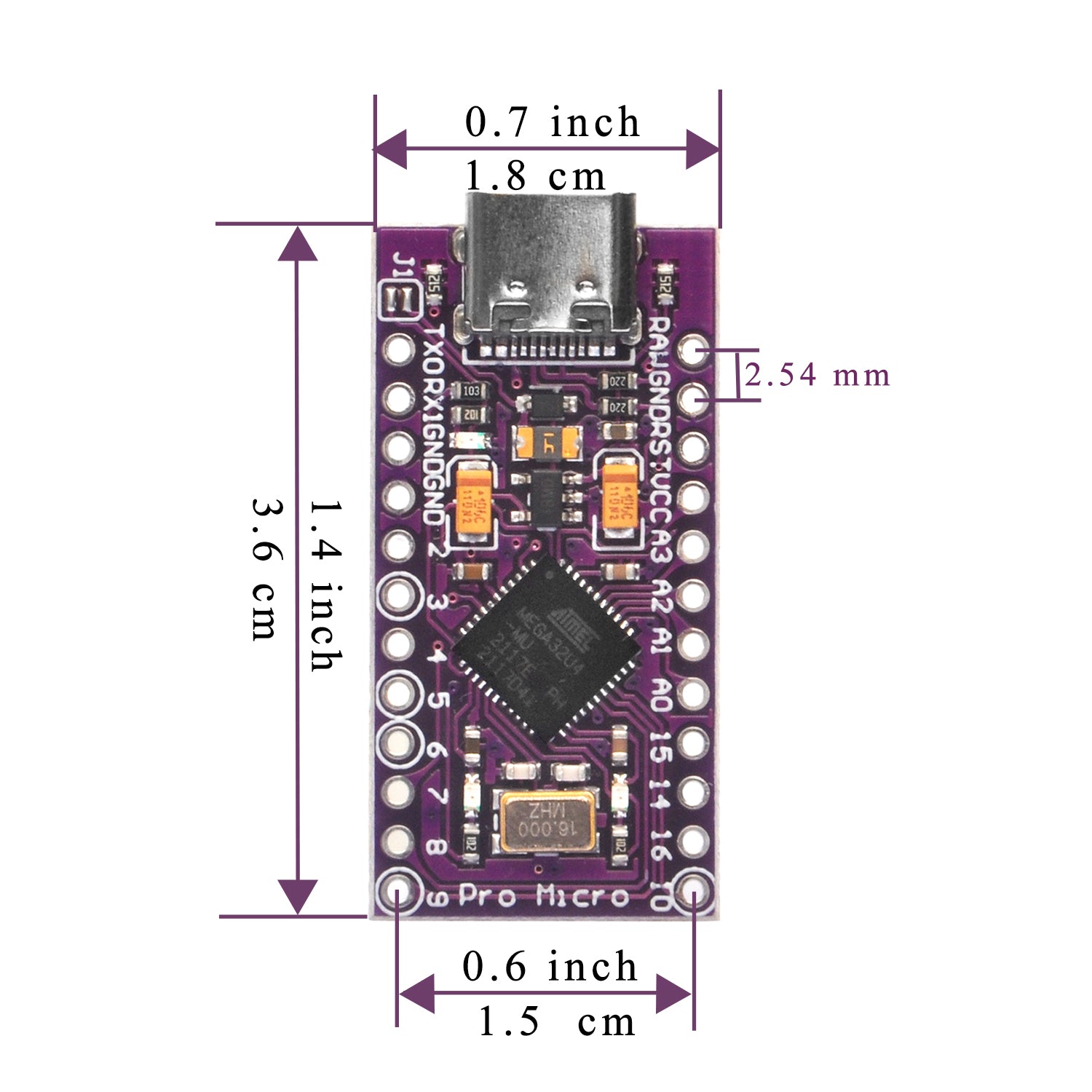 Pro Micro Board for Arduino ATmega32U4 5V/16MHz USB-C Port