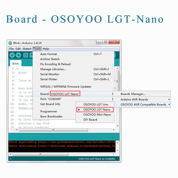OSOYOO LGT Nano pour Arduino Nano Compatible avec la carte Nano à puce ATmega328p avec interface de Type C