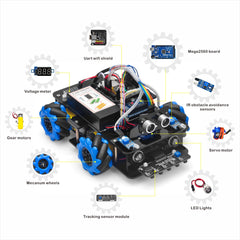 Voiture robot Mecanum omnidirectionnelle OSOYOO pour Arduino Raspberry Pi 