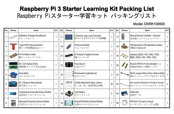 Kit d'apprentissage de base DIY OSOYOO pour Raspberry Pi