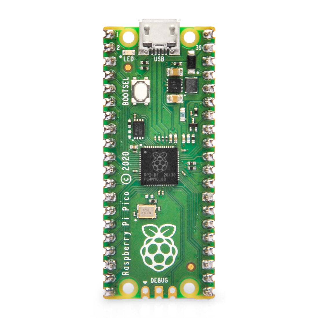 Raspberry Pi Pico Flexibles Mikrocontroller-Board basierend auf dem Raspberry Pi RP2040 Dual-Core ARM Cortex M0+ Prozessor, 1 Stk 