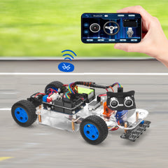 OSOYOO Robot Rc Smart Car DIY Kit to Build for Adults Teens with Servo Power Steering Motor, WiFi, Bluetooth, Code Programmable Compatible with Arduino UNO