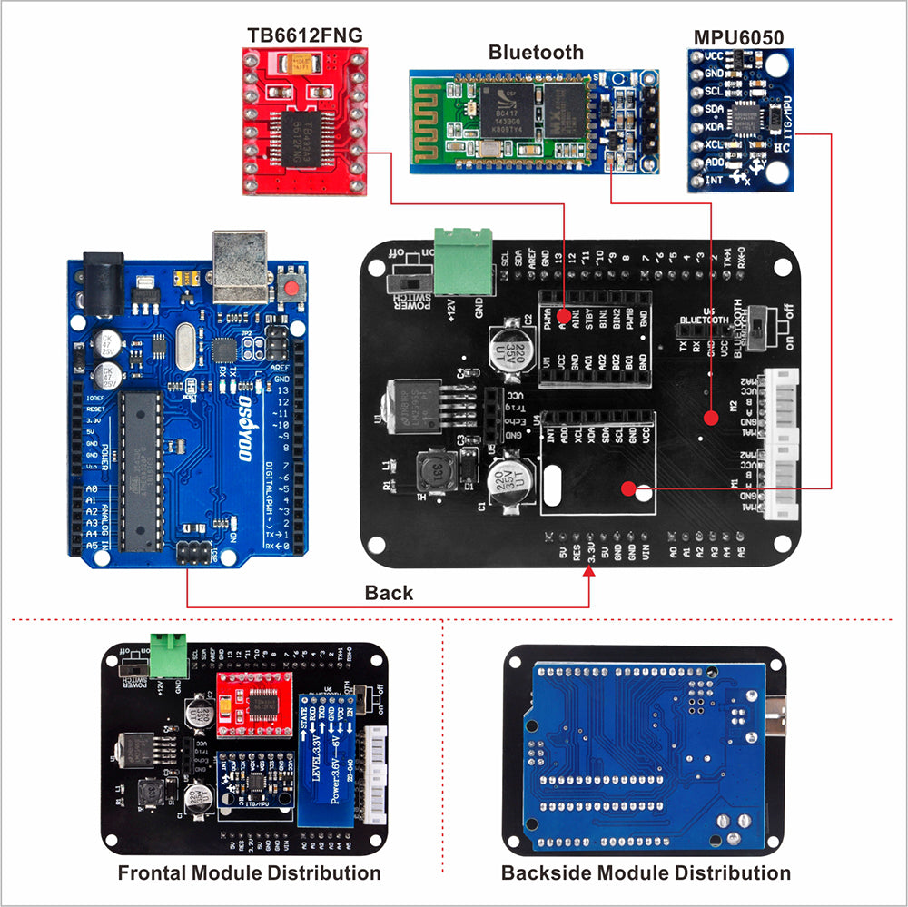 OSOYOO Two Wheel Bluetooth Balance Robot Car Kit for Arduino