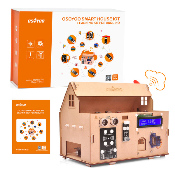 OSOYOO Kit de démarrage IoT pour maison intelligente V2 pour Arduino MEGA2560, programmation de codage d'ingénierie électronique STEM d'apprentissage