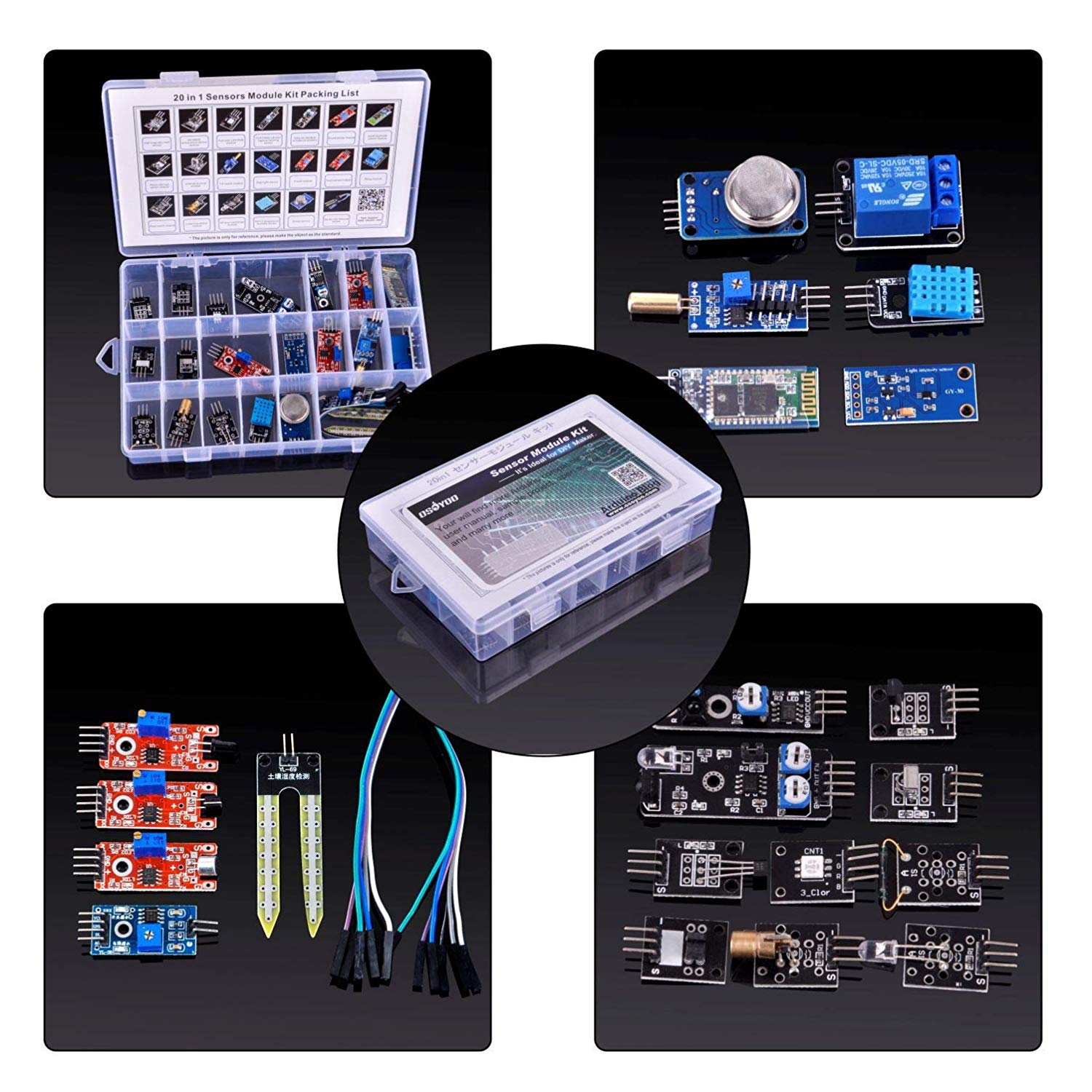 OSOYOO 20-in-1 Ultimate Sensor Kit for Arduino Raspberry Pi