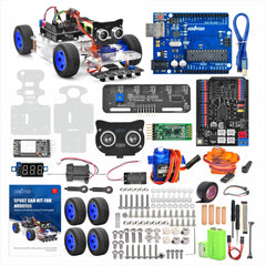 OSOYOO Robot Rc Smart Car DIY Kit to Build for Adults Teens with Servo Power Steering Motor, WiFi, Bluetooth, Code Programmable Compatible with Arduino UNO