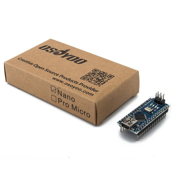OSOYOO Nano Board pour Arduino ATMEGA328P Module CH340G Mini microcontrôleur bouclier avec broches à souder sans câble USB