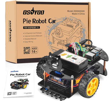 165セットーOSOYOO ロボットカー キット スマートカー Raspberry Pi 4 3B B+ ZeroW対応 STEM教育用DIYスマートキット 中学生と大人Pythonプログラミングの学習 超音波障害物回避、ライン走行、Wifi IOT コントローラー、Web CSI カメラ チュートリアル付き Android/iOS APP ウェブカメラ リアルタイム動画 wifi ワイヤレス ( 電池 充電器 付 )