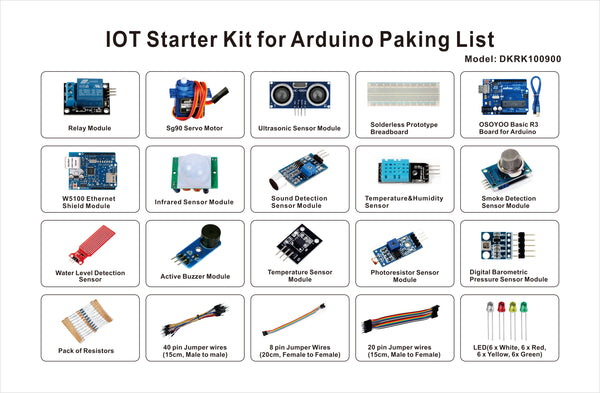OSOYOO IoT Starter Kit for Arduino with W5100 Ethertnet shield