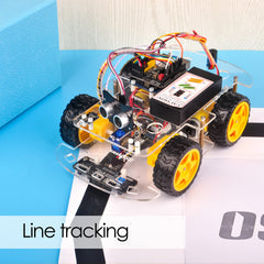 Kit d'apprentissage Robot Car V2.1 remis à neuf en boîte ouverte pour Arduino avec batterie 