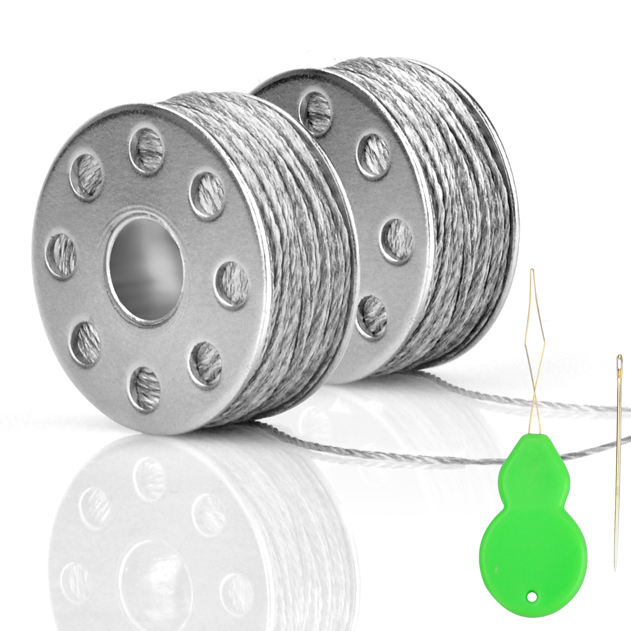 Leitfähiger Faden, 2 Spulen, 65 Fuß/20 m, 60–80 Ω/m, glatt, nähbar, für Arduino Lilypad mit Nadeleinfädler