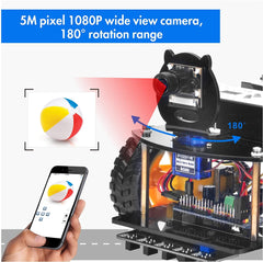 Kit d'apprentissage de voiture robotique avec caméra IoT OSOYOO pour Raspberry Pi 
