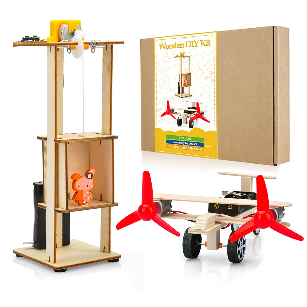 OSOYOO Kit de bricolage à assembler en bois pour enfants, artisanat d'avion avec ascenseur, puzzle 3D, recommandé à partir de 7 ans
